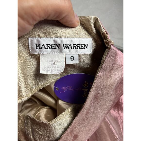 Karen Warren Rose Gold Metalic Skirt 8 Princess Preppy Romantic - Picture 5 of 7